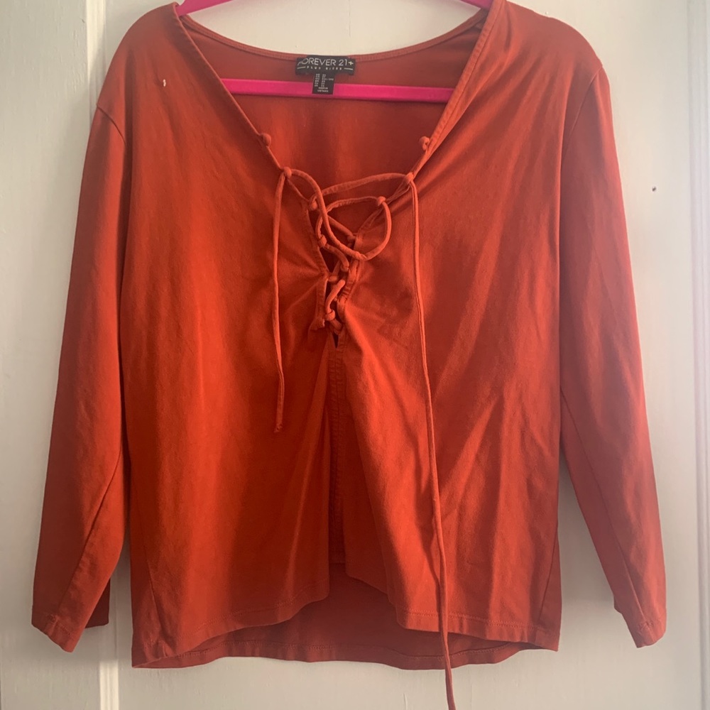 Forever21 rust orange lace up top